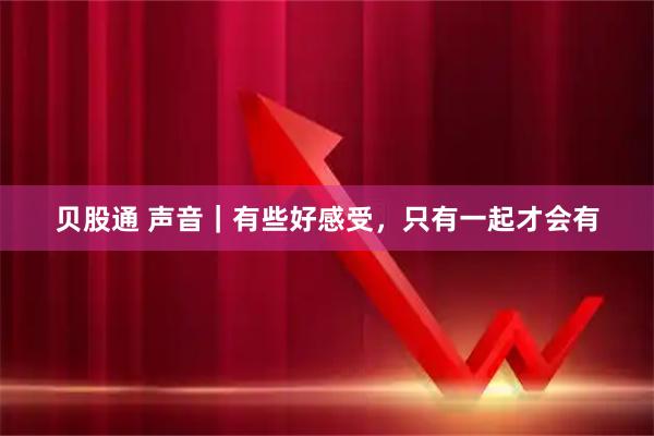 贝股通 声音｜有些好感受，只有一起才会有