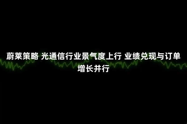 蔚莱策略 光通信行业景气度上行 业绩兑现与订单增长并行